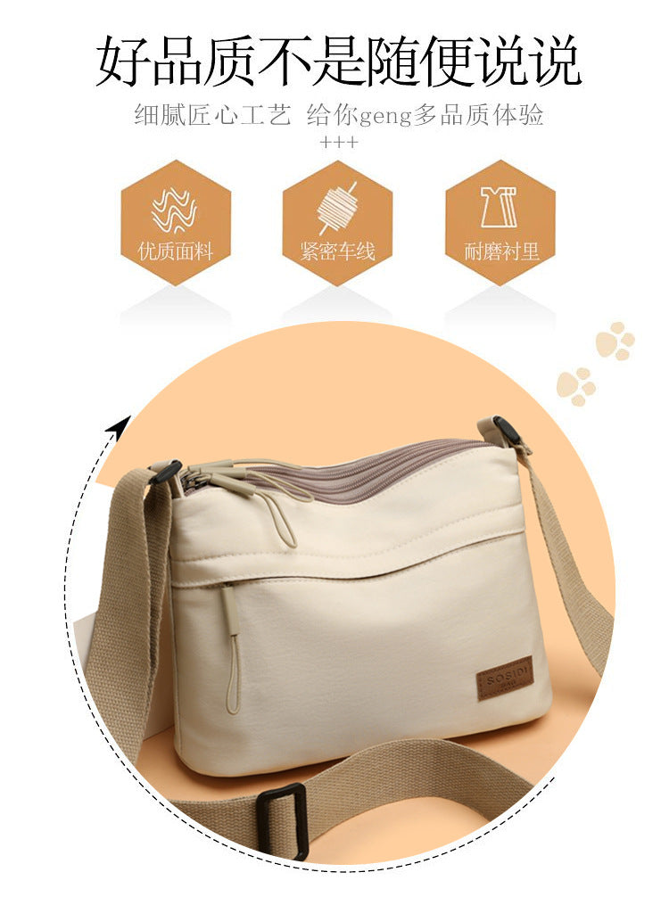 Casual Pure Color Nylon Cloth Bag for Women 2025 New Multifunctional Casual Waterproof Portable Fashion Shoulder Crossbody Bag