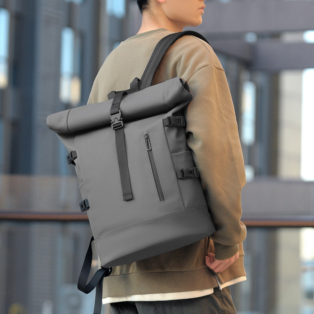 2025 Summer Cross-Border Backpack Men's Roll-Top Business Computer Bag Work Commuting Leisure Travel Backpack Fashion Trend