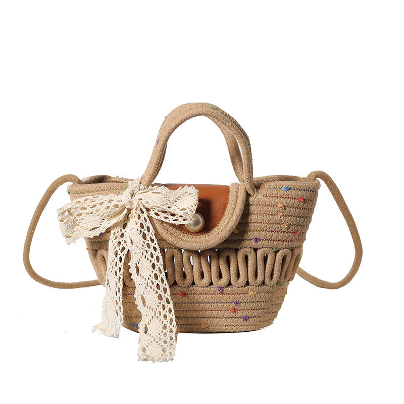 Handmade Seaside Woven Handbag, Popular Ins Style Straw Bag, Niche Satchel Vegetable Basket, Beach Tote Bag