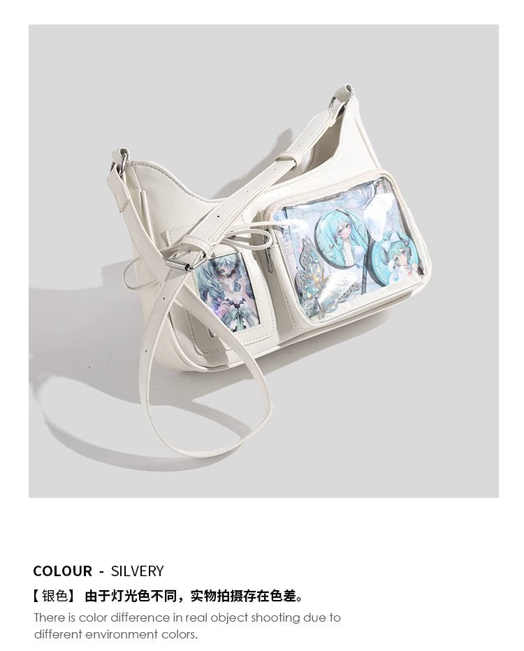2025 New Japanese Pain Bag Single Shoulder Crossbody Bag Secondary Texte Small Food Daily Transparent Bag for Women