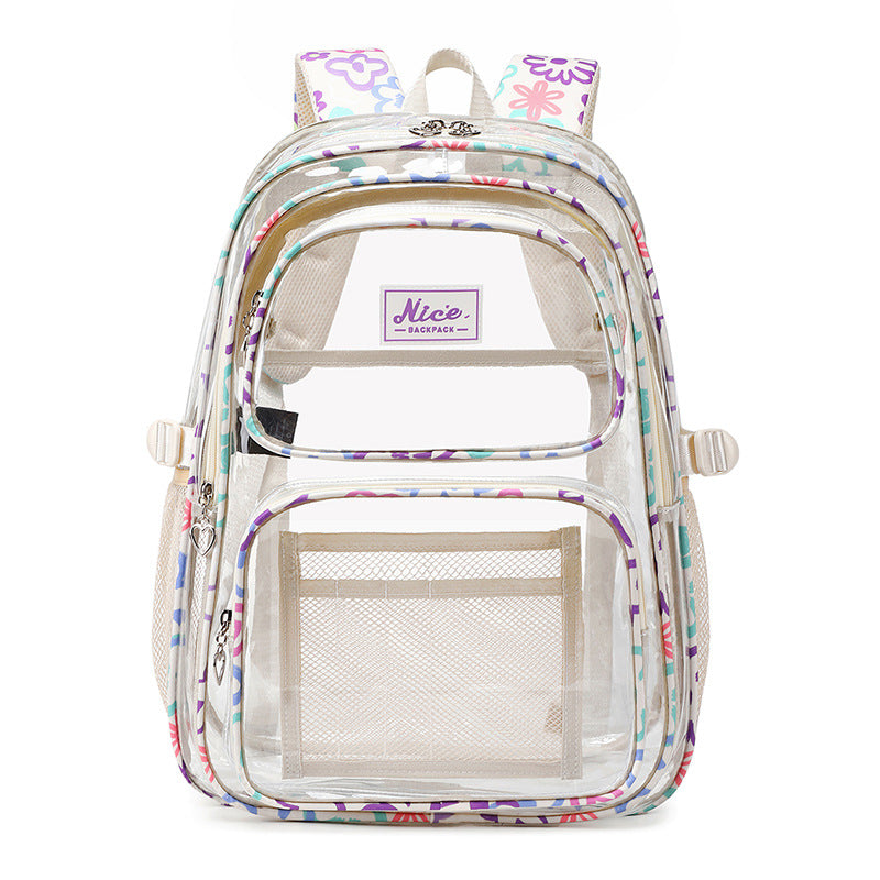 2026 Amazon New Pvc Transparent Backpack for Women, Campus College Student Bag, Large Capacity Casual Backpack