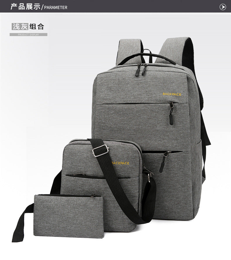 Cross-Border Wholesale Laptop Backpack, Backpack, Casual Three-Piece Gift, Casual School Bag, Men's and Women's Backpack