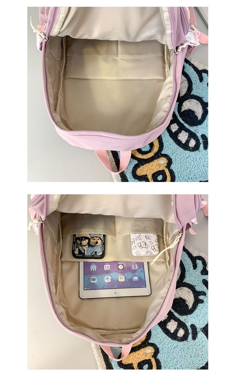 Wholesale New Casual Fashion Korean Style Fresh Color Contrast Backpack Middle School Student Schoolbag Japanese Niche Design Backpack