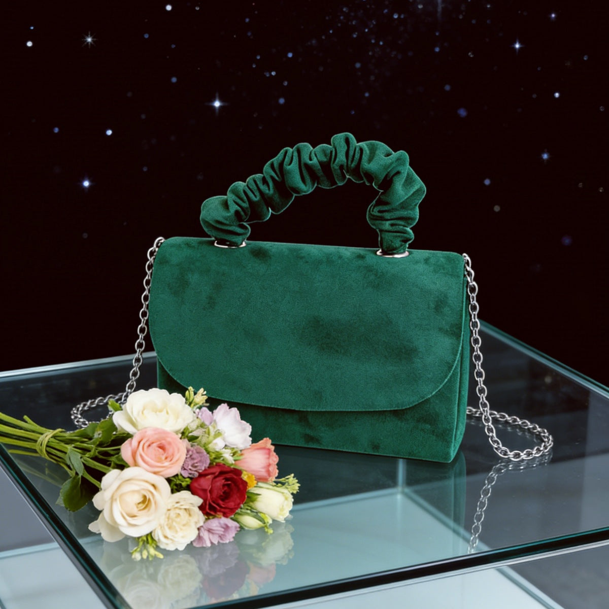 2025 Niche Cross-Border Velvet Bag, Elegant Mini Hair Tie Handbag, Elegant and Versatile One-Shoulder Cross-Body Bag
