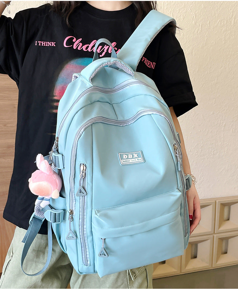 2026 New Style Backpack for Middle and High School Students, Versatile Solid Color School Bag, Large Capacity, Stain-Resistant, Business Trip Travel Backpack, Wholesale
