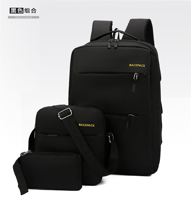 Cross-Border Wholesale Laptop Backpack, Backpack, Casual Three-Piece Gift, Casual School Bag, Men's and Women's Backpack