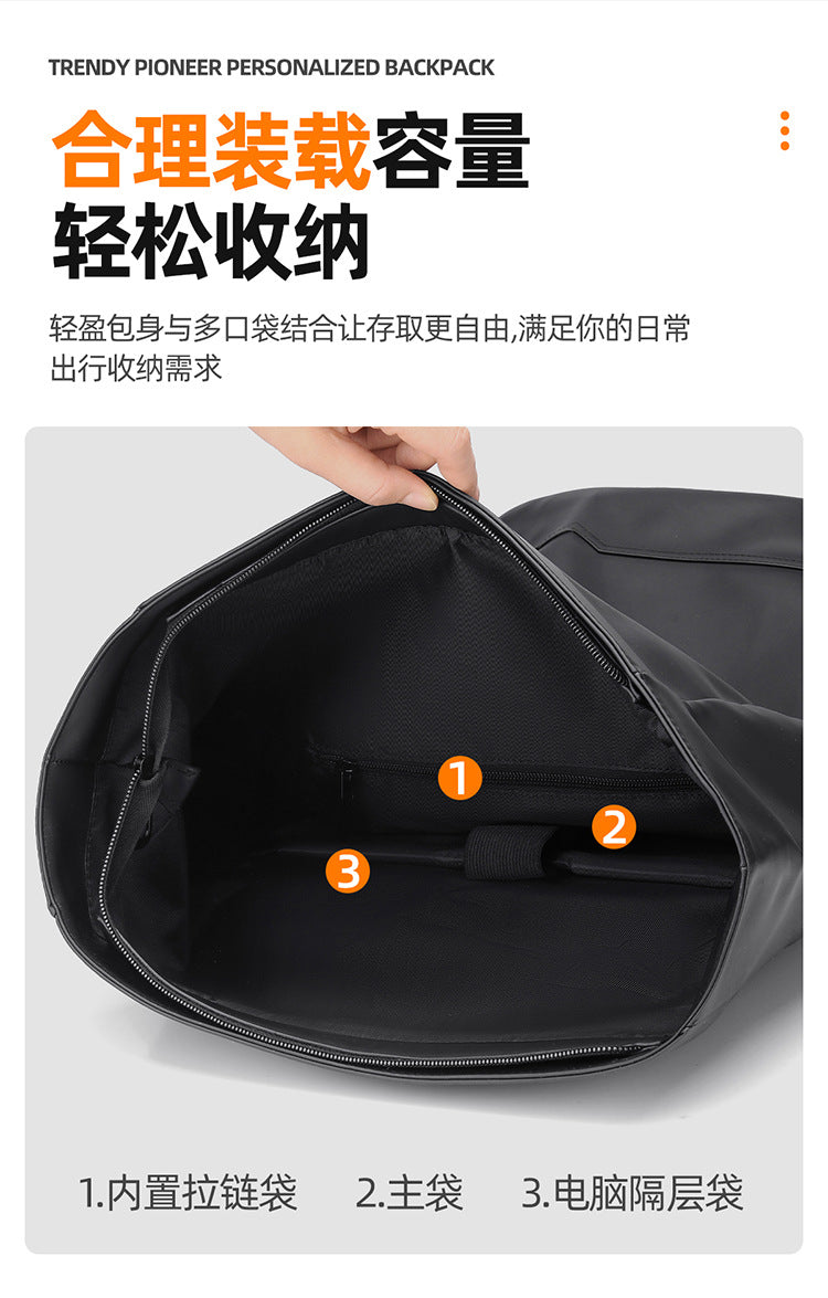2025 Summer Cross-Border Backpack Men's Roll-Top Business Computer Bag Work Commuting Leisure Travel Backpack Fashion Trend