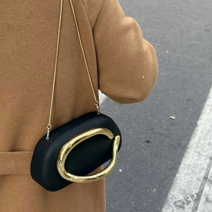 European and American Cross-Border Trendy Classic Round Box Clutch Bag Evening Bag Acrylic Bag Retro Metal Handle Single Shoulder Crossbody
