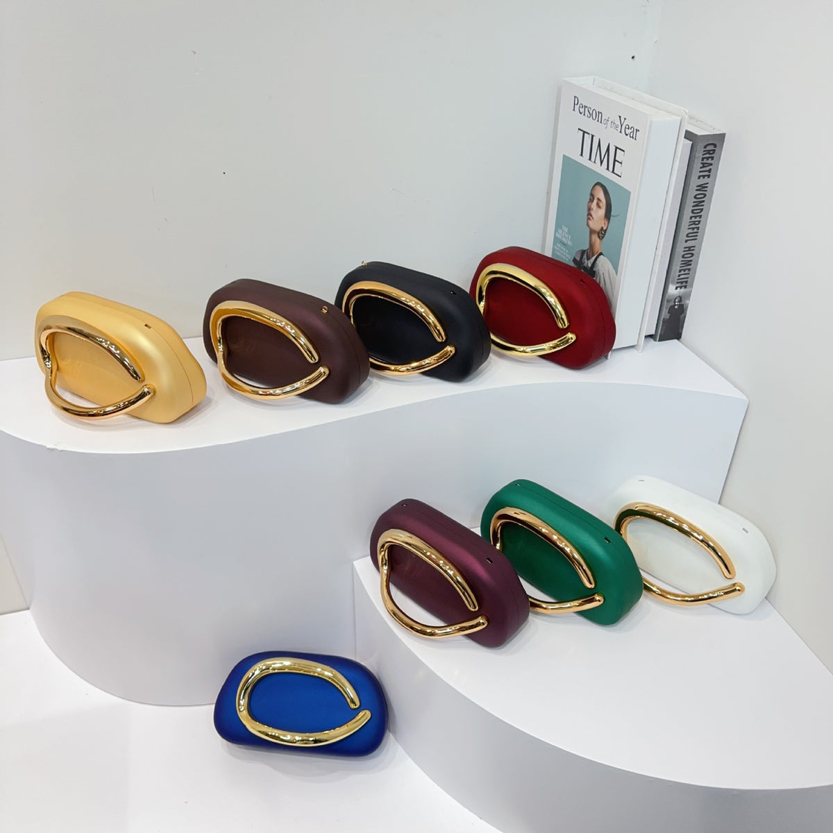 European and American Cross-Border Trendy Classic Round Box Clutch Bag Evening Bag Acrylic Bag Retro Metal Handle Single Shoulder Crossbody