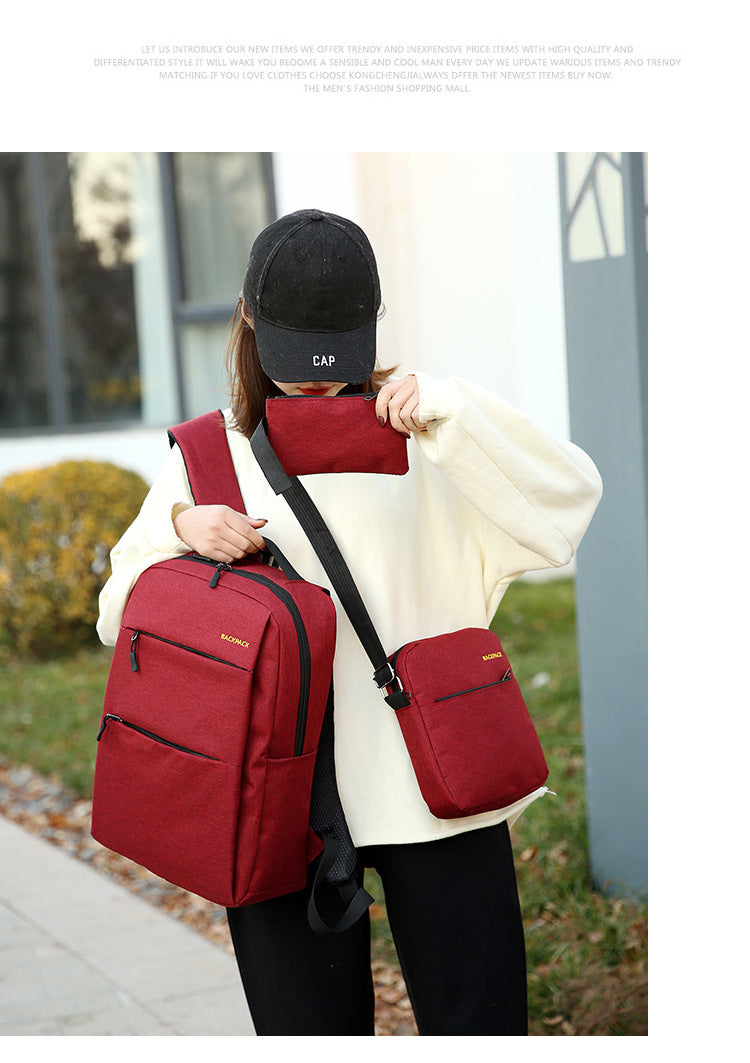 Cross-Border Wholesale Laptop Backpack, Backpack, Casual Three-Piece Gift, Casual School Bag, Men's and Women's Backpack