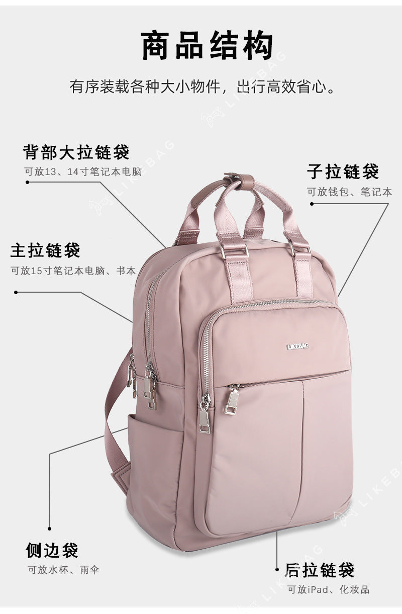 2026 Cross-Border Business Commuting Large-Capacity Computer Backpack High-Density Waterproof Nylon Travel Backpack for Women