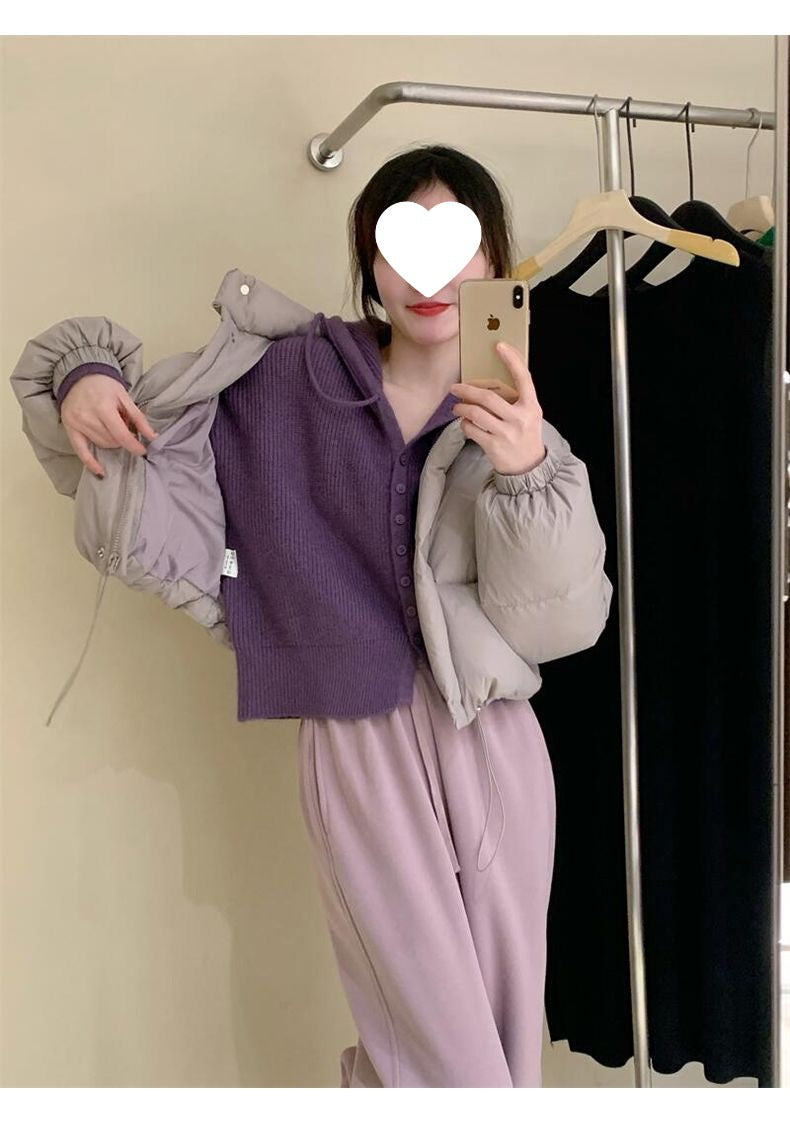 Gentle Style Hooded Knitted Cardigan Women's Elegant Top Loose Sweater Shawl Outer Single-Breasted Casual Sweatshirt