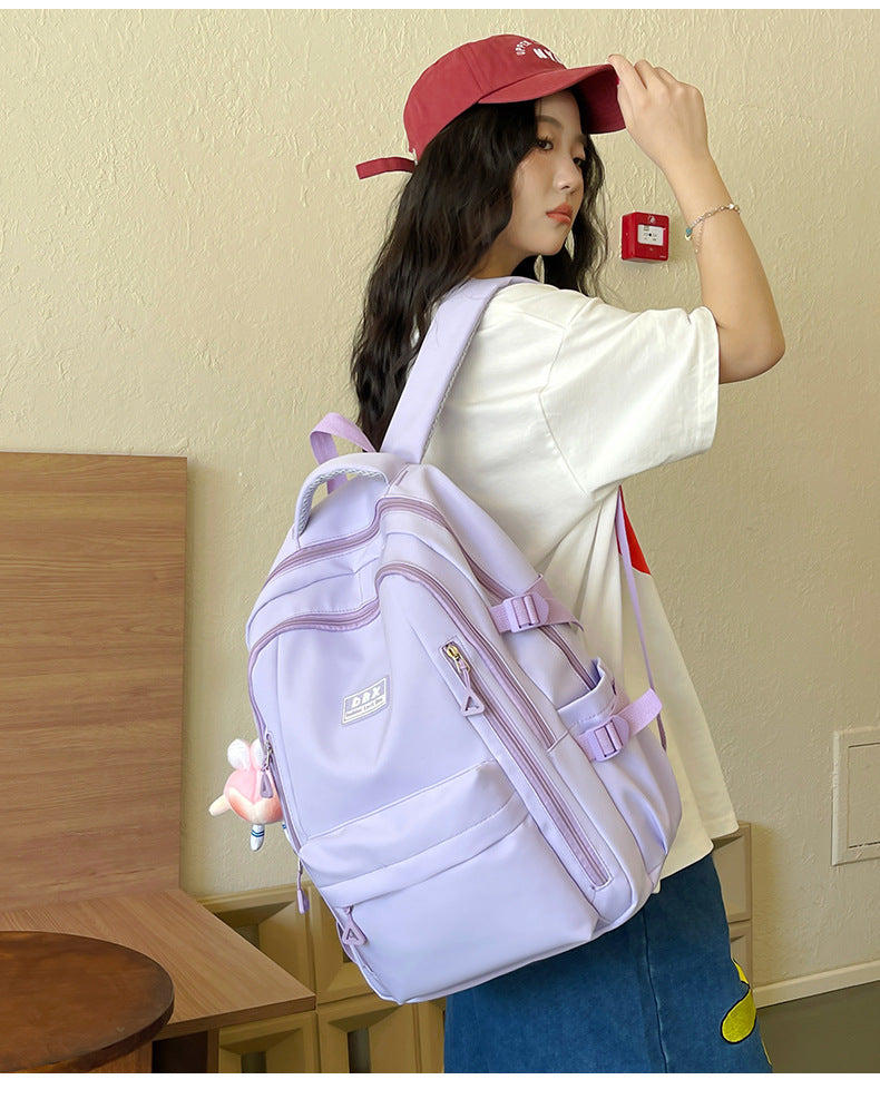 2026 New Style Backpack for Middle and High School Students, Versatile Solid Color School Bag, Large Capacity, Stain-Resistant, Business Trip Travel Backpack, Wholesale