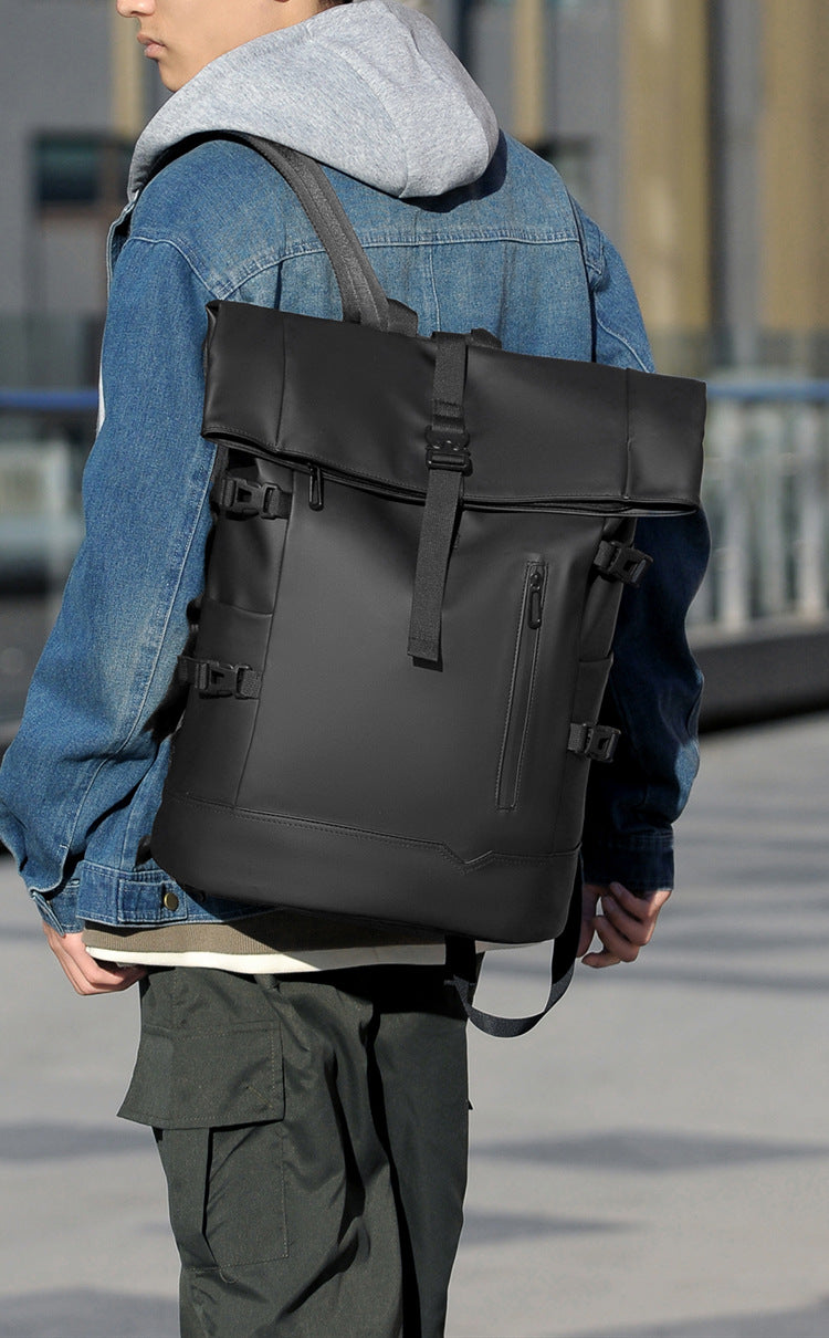 2025 Summer Cross-Border Backpack Men's Roll-Top Business Computer Bag Work Commuting Leisure Travel Backpack Fashion Trend