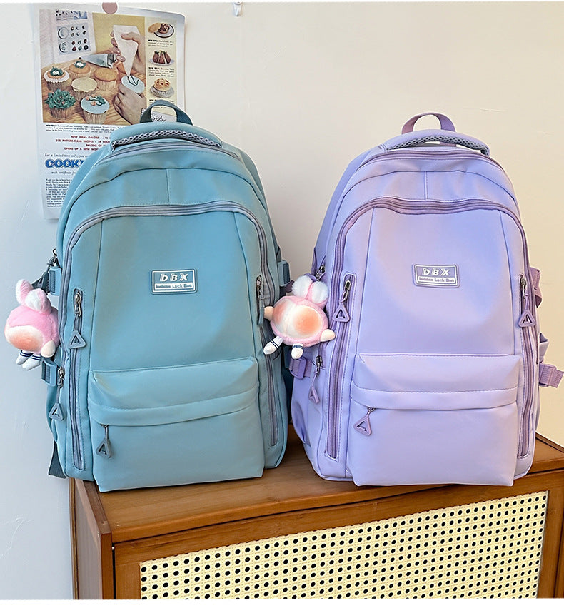 2026 New Style Backpack for Middle and High School Students, Versatile Solid Color School Bag, Large Capacity, Stain-Resistant, Business Trip Travel Backpack, Wholesale