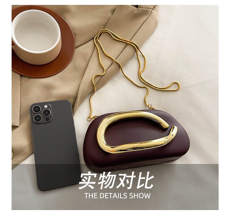 European and American Cross-Border Trendy Classic Round Box Clutch Bag Evening Bag Acrylic Bag Retro Metal Handle Single Shoulder Crossbody