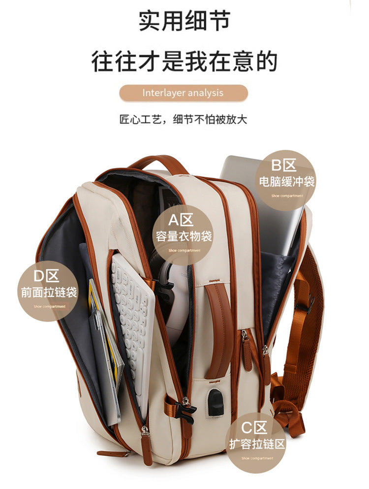 Backpack Expandable 15.6inch Business Backpack Multifunctional Casual Travel Backpack Contrast Color Student School Bag
