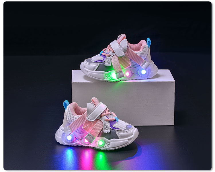 2024 Spring and Autumn New Breathable Children's Running Shoes Mesh Surface 1-6 Years Old Dad Shoes LED Luminous Children's sneaker Trendy