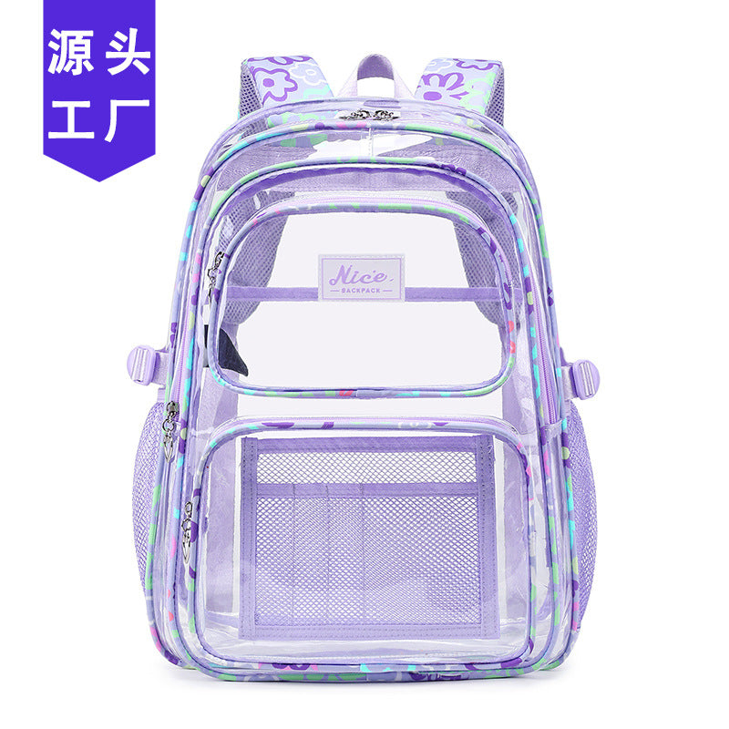 2026 Amazon New Pvc Transparent Backpack for Women, Campus College Student Bag, Large Capacity Casual Backpack