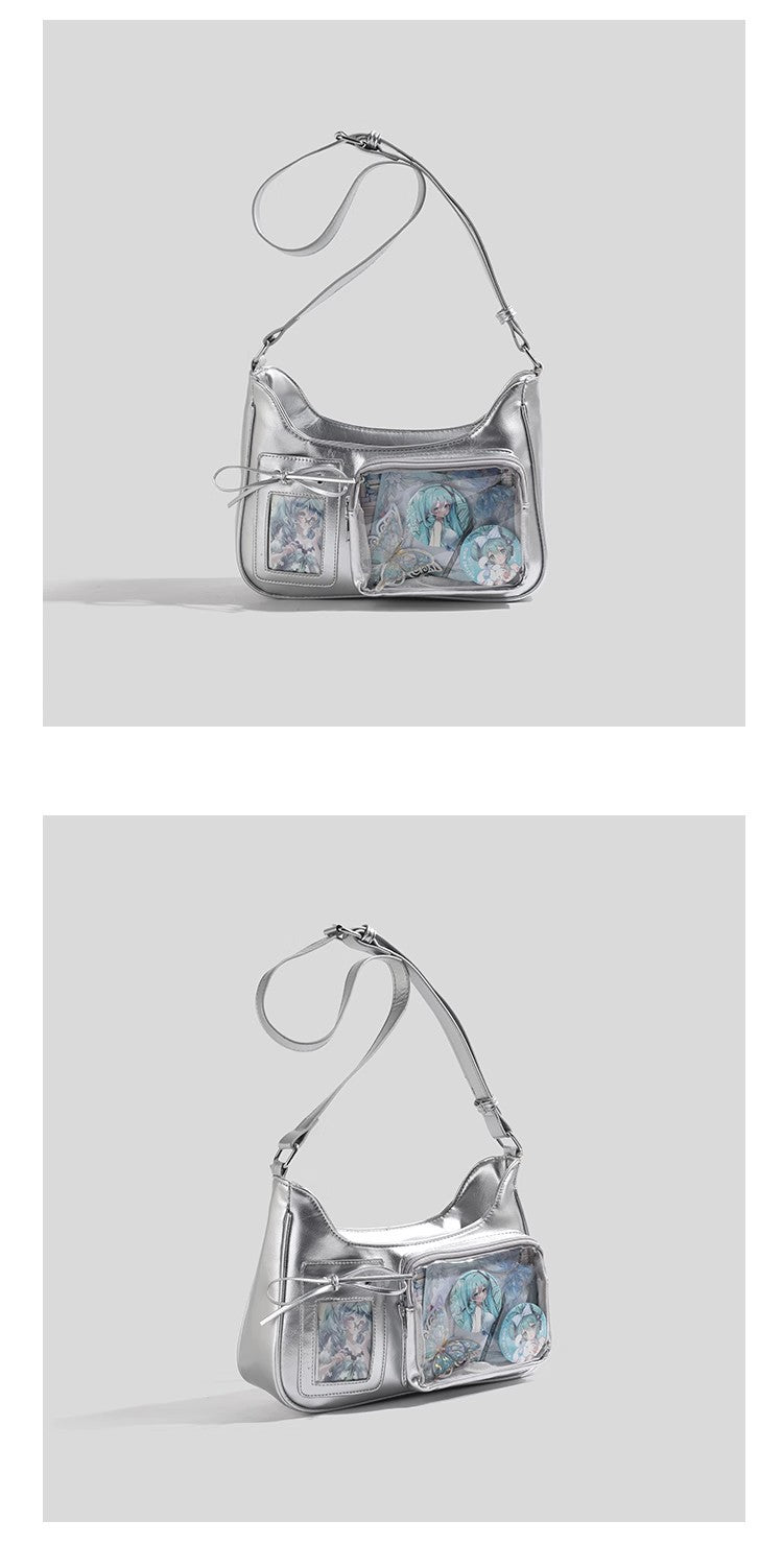 2025 New Japanese Pain Bag Single Shoulder Crossbody Bag Secondary Texte Small Food Daily Transparent Bag for Women