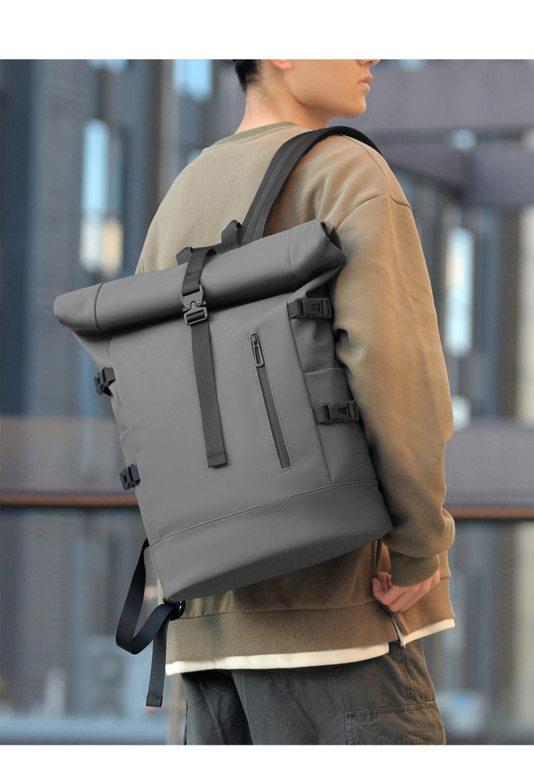 2025 Summer Cross-Border Backpack Men's Roll-Top Business Computer Bag Work Commuting Leisure Travel Backpack Fashion Trend