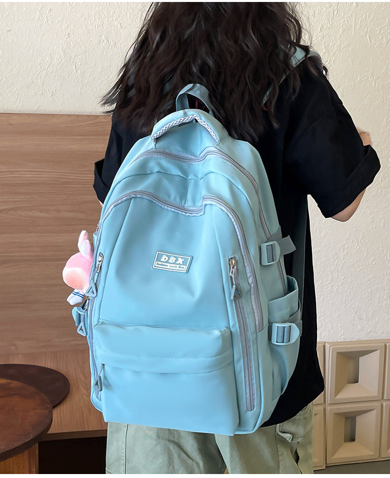 2026 New Style Backpack for Middle and High School Students, Versatile Solid Color School Bag, Large Capacity, Stain-Resistant, Business Trip Travel Backpack, Wholesale