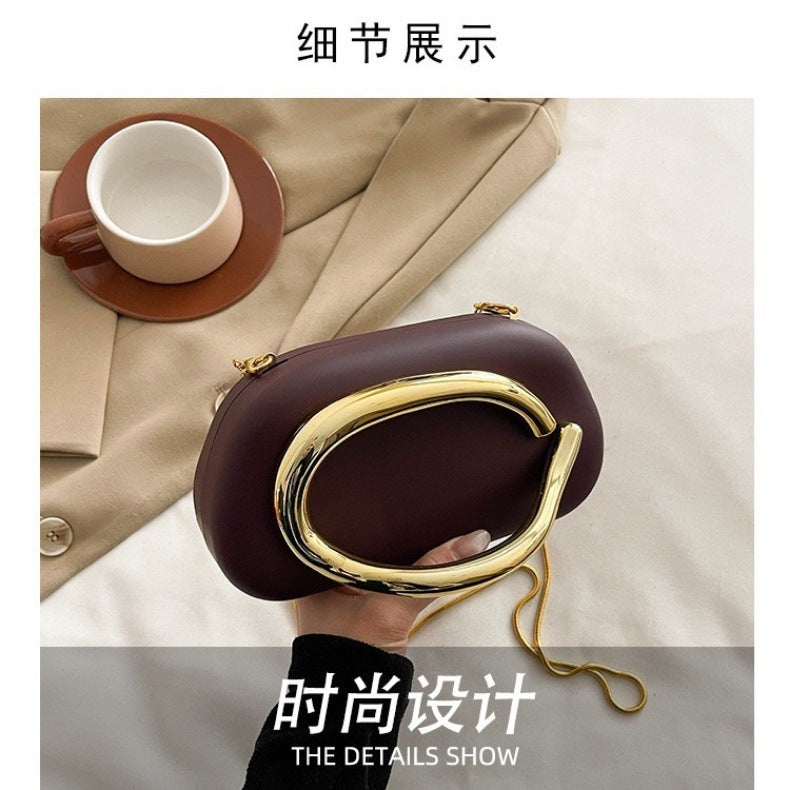 European and American Cross-Border Trendy Classic Round Box Clutch Bag Evening Bag Acrylic Bag Retro Metal Handle Single Shoulder Crossbody
