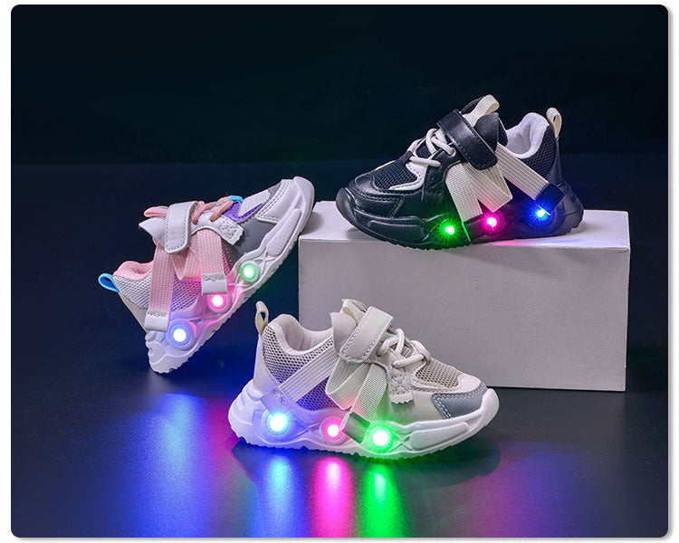 2024 Spring and Autumn New Breathable Children's Running Shoes Mesh Surface 1-6 Years Old Dad Shoes LED Luminous Children's sneaker Trendy