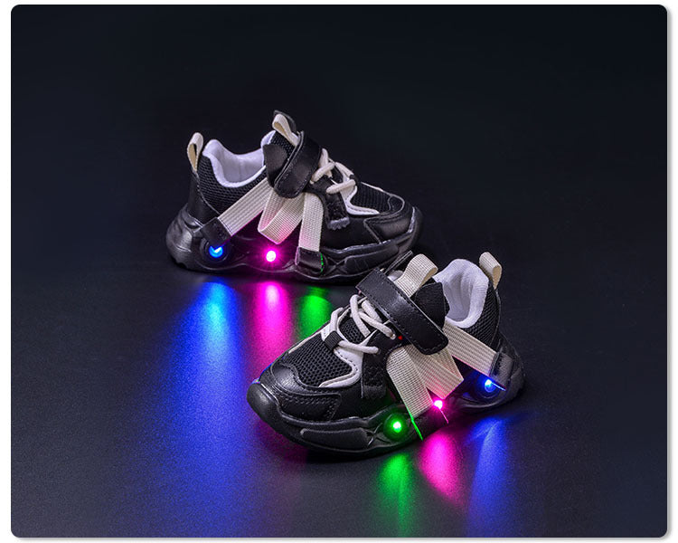 2024 Spring and Autumn New Breathable Children's Running Shoes Mesh Surface 1-6 Years Old Dad Shoes LED Luminous Children's sneaker Trendy