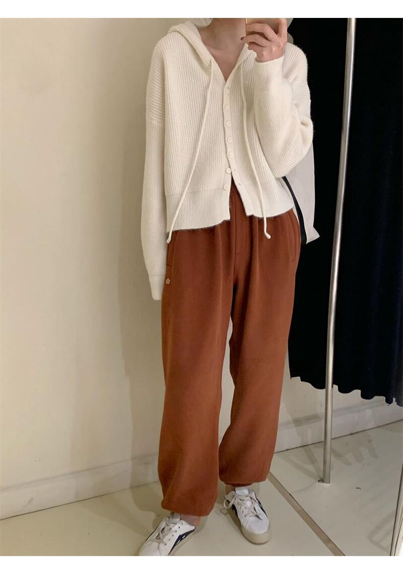 Gentle Style Hooded Knitted Cardigan Women's Elegant Top Loose Sweater Shawl Outer Single-Breasted Casual Sweatshirt