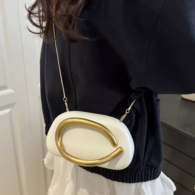 European and American Cross-Border Trendy Classic Round Box Clutch Bag Evening Bag Acrylic Bag Retro Metal Handle Single Shoulder Crossbody