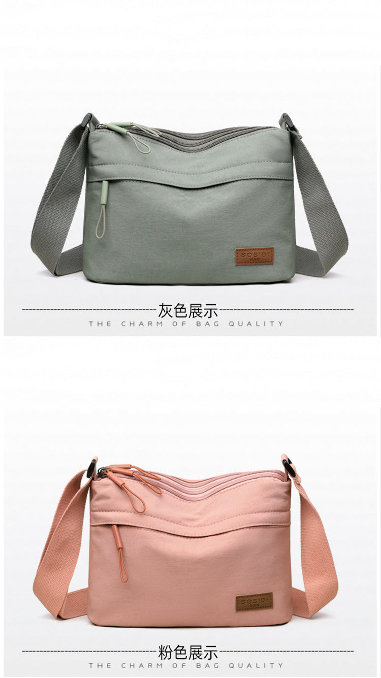 Casual Pure Color Nylon Cloth Bag for Women 2025 New Multifunctional Casual Waterproof Portable Fashion Shoulder Crossbody Bag