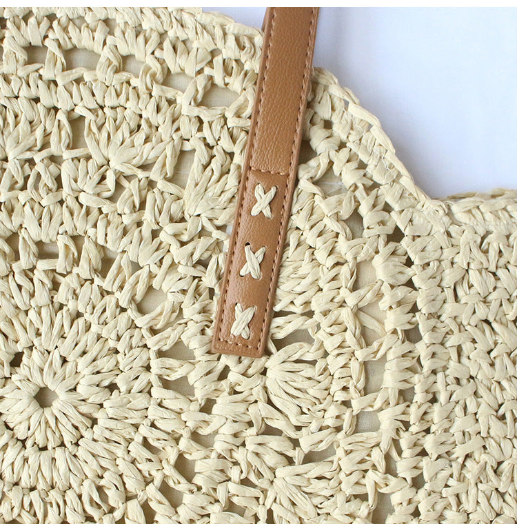 Straw Bag New Women's Handmade Woven Bag Shoulder Bag Hollow All-match Fashionable Simple Seaside Beach Vacation