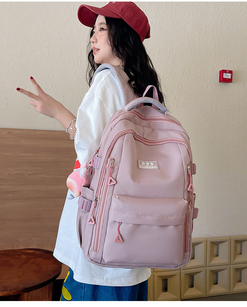 2026 New Style Backpack for Middle and High School Students, Versatile Solid Color School Bag, Large Capacity, Stain-Resistant, Business Trip Travel Backpack, Wholesale