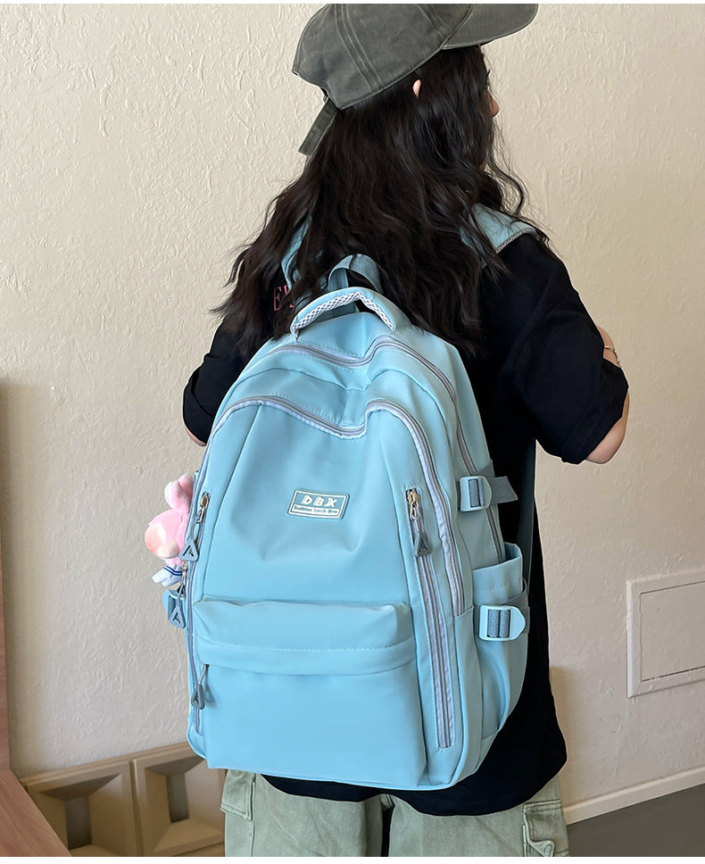 2026 New Style Backpack for Middle and High School Students, Versatile Solid Color School Bag, Large Capacity, Stain-Resistant, Business Trip Travel Backpack, Wholesale
