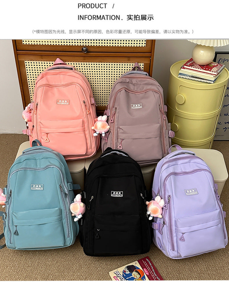 2026 New Style Backpack for Middle and High School Students, Versatile Solid Color School Bag, Large Capacity, Stain-Resistant, Business Trip Travel Backpack, Wholesale