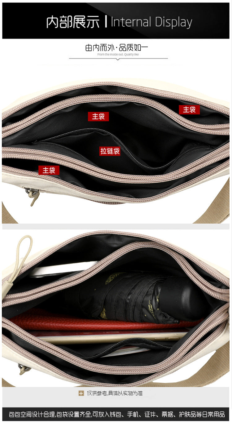Casual Pure Color Nylon Cloth Bag for Women 2025 New Multifunctional Casual Waterproof Portable Fashion Shoulder Crossbody Bag