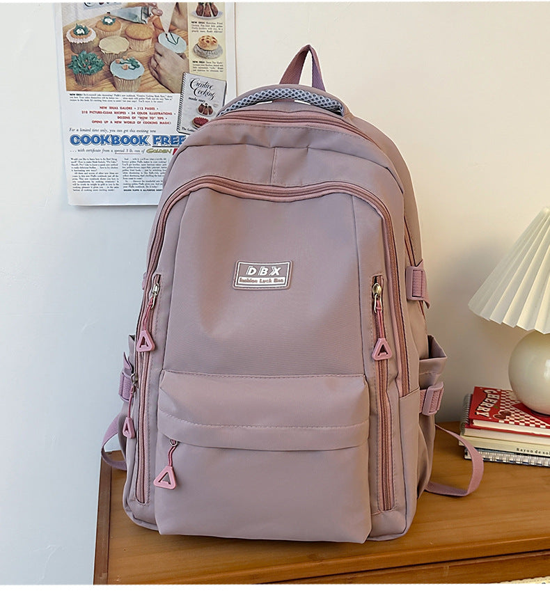 2026 New Style Backpack for Middle and High School Students, Versatile Solid Color School Bag, Large Capacity, Stain-Resistant, Business Trip Travel Backpack, Wholesale
