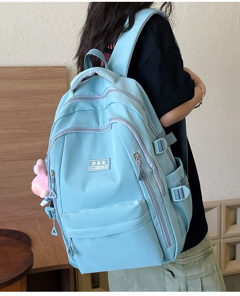 2026 New Style Backpack for Middle and High School Students, Versatile Solid Color School Bag, Large Capacity, Stain-Resistant, Business Trip Travel Backpack, Wholesale