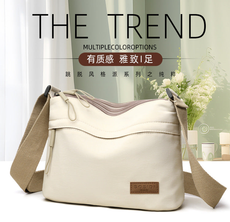 Casual Pure Color Nylon Cloth Bag for Women 2025 New Multifunctional Casual Waterproof Portable Fashion Shoulder Crossbody Bag