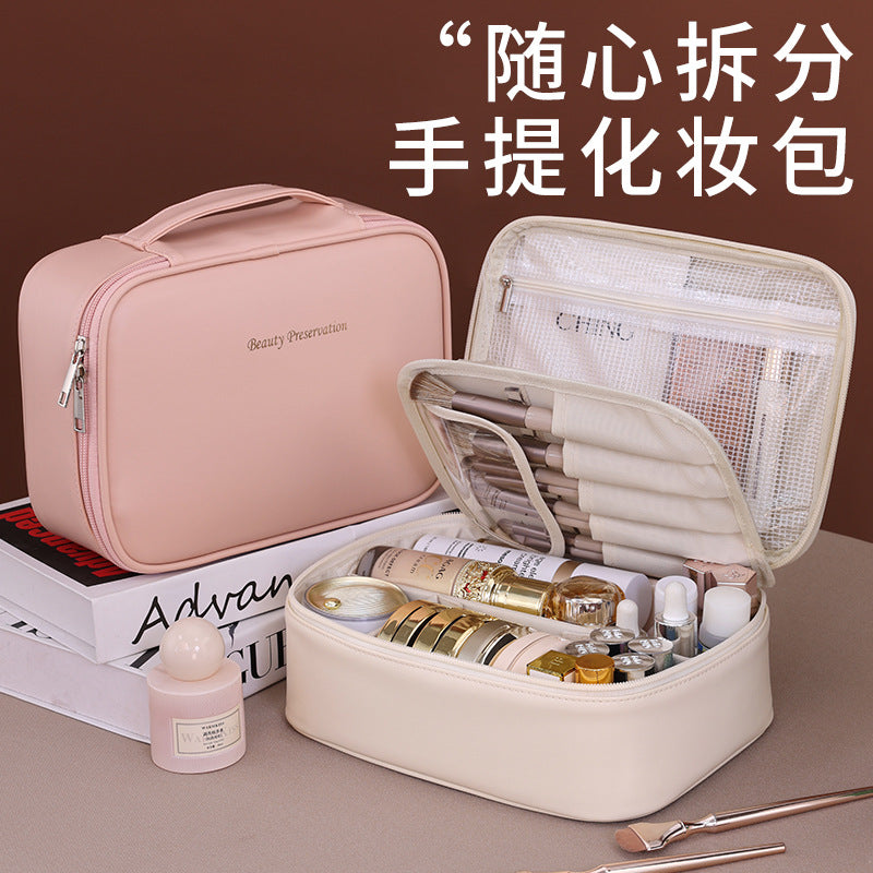 Cross-border New Products Split Cosmetic Bag Large Capacity Advanced Sense Multifunctional Cosmetic Storage Bag Niche Design