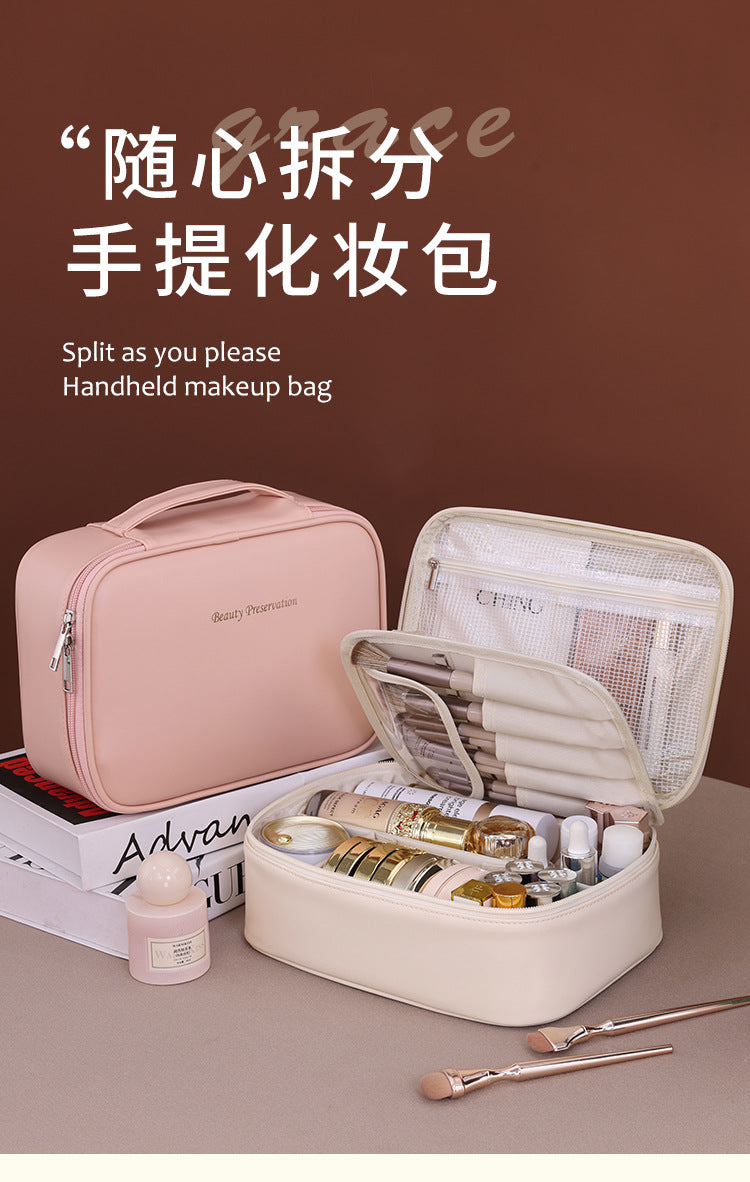 Cross-border New Products Split Cosmetic Bag Large Capacity Advanced Sense Multifunctional Cosmetic Storage Bag Niche Design