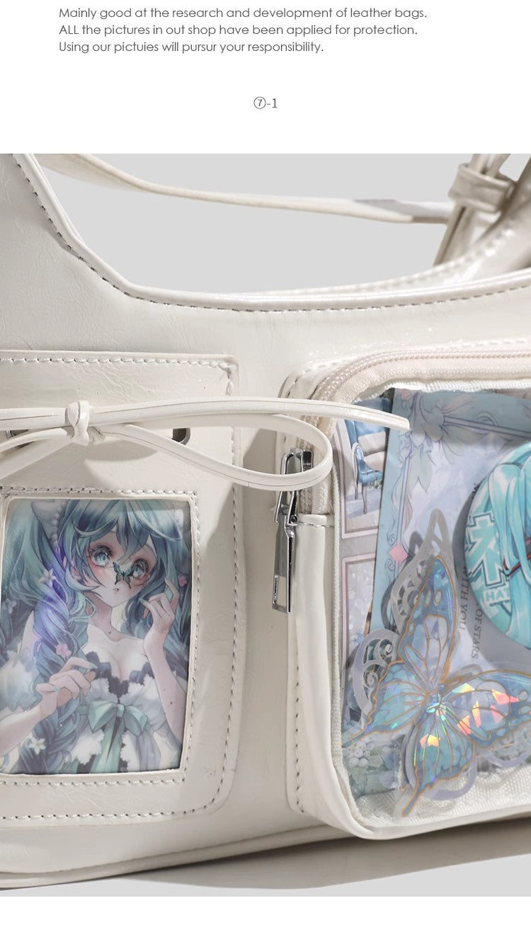 2025 New Japanese Pain Bag Single Shoulder Crossbody Bag Secondary Texte Small Food Daily Transparent Bag for Women