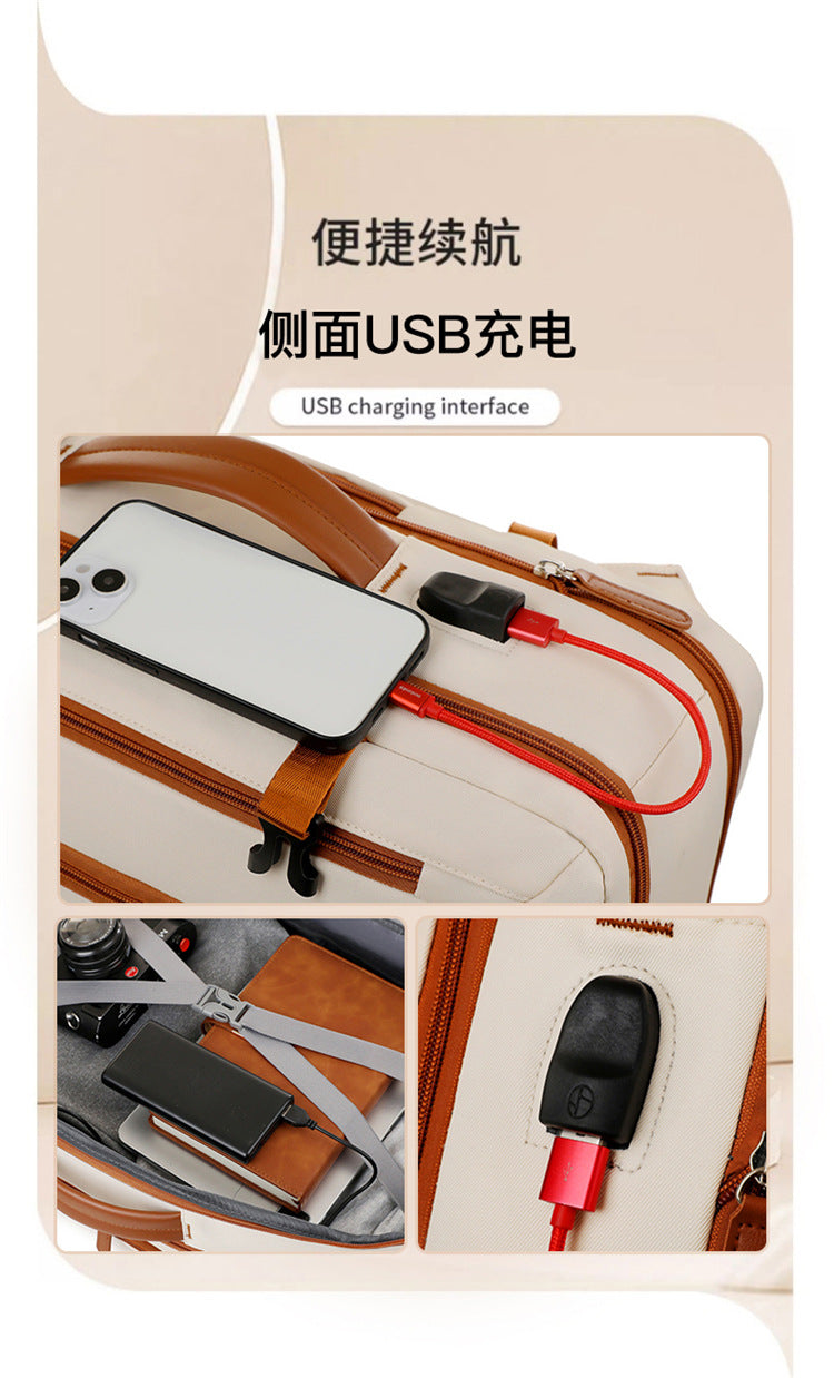 Backpack Expandable 15.6inch Business Backpack Multifunctional Casual Travel Backpack Contrast Color Student School Bag