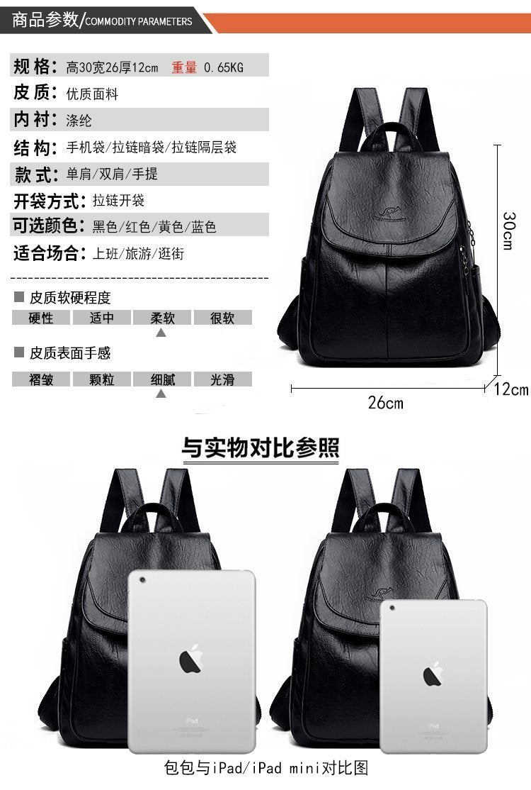 Cross-Border Women's Bag Backpack 2025 New Soft Leather Fashion Versatile Backpack Women's Large Capacity Travel Bag Ready for Sale