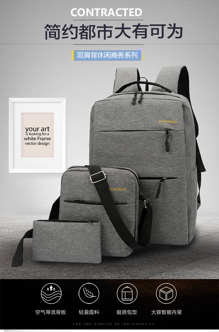 Cross-Border Wholesale Laptop Backpack, Backpack, Casual Three-Piece Gift, Casual School Bag, Men's and Women's Backpack