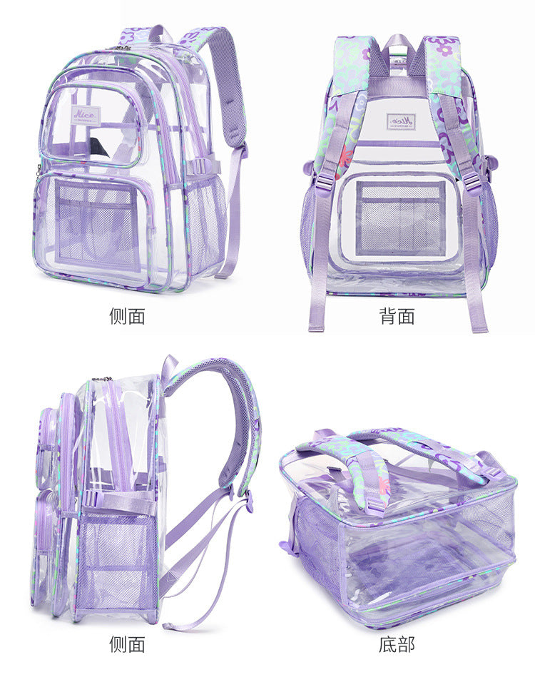 2026 Amazon New Pvc Transparent Backpack for Women, Campus College Student Bag, Large Capacity Casual Backpack