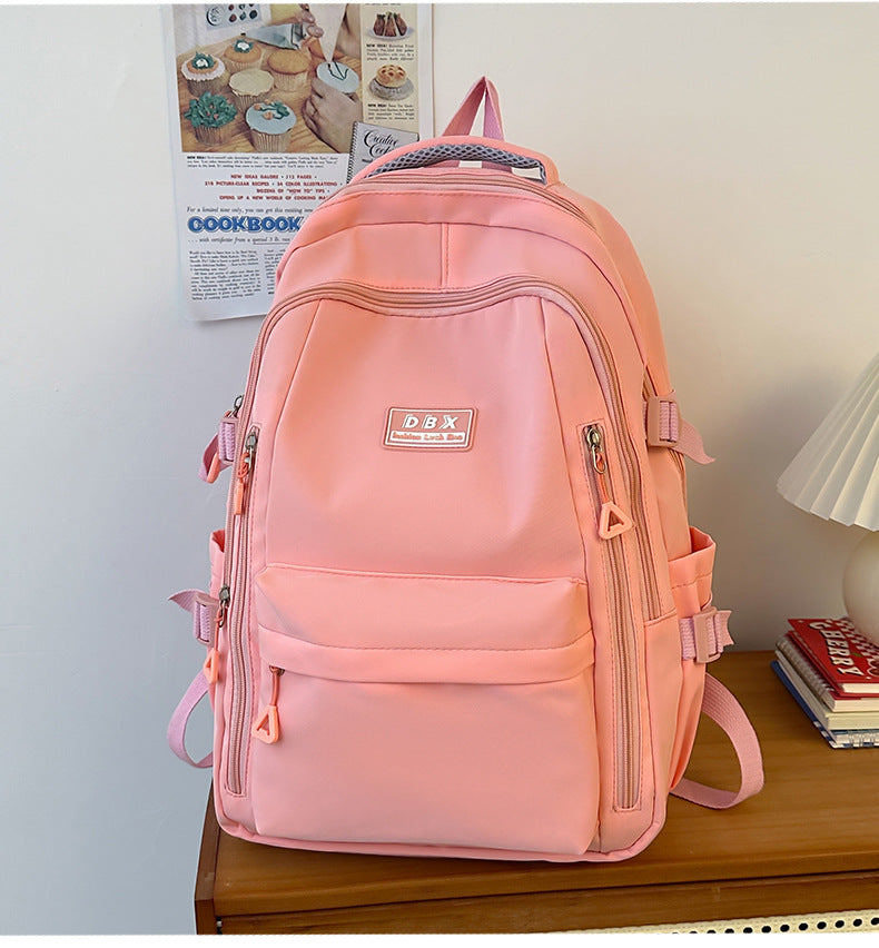 2026 New Style Backpack for Middle and High School Students, Versatile Solid Color School Bag, Large Capacity, Stain-Resistant, Business Trip Travel Backpack, Wholesale
