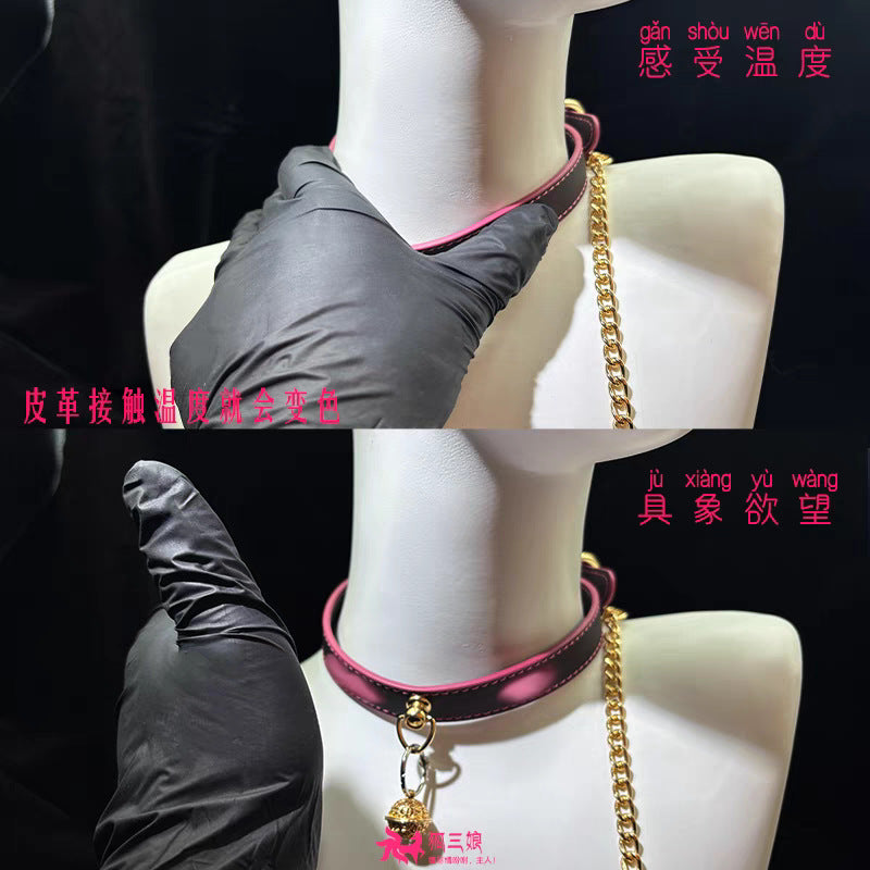 Temperature-variable light-variable luminous cowhide collar female m collar y2k wind Choker neckband unisex high-grade necklace