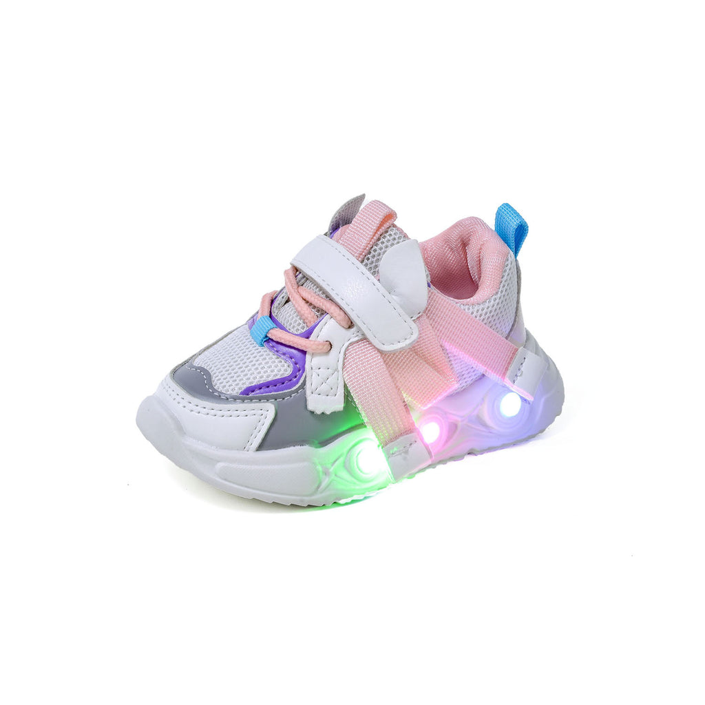 2024 Spring and Autumn New Breathable Children's Running Shoes Mesh Surface 1-6 Years Old Dad Shoes LED Luminous Children's sneaker Trendy